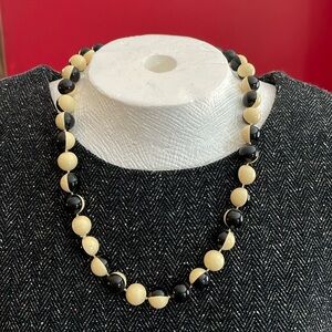 Vintage black/ivory bead necklace